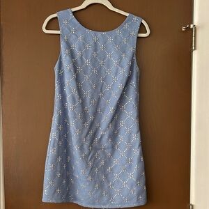 Light Blue Embellished Sleeveless Shift Dress